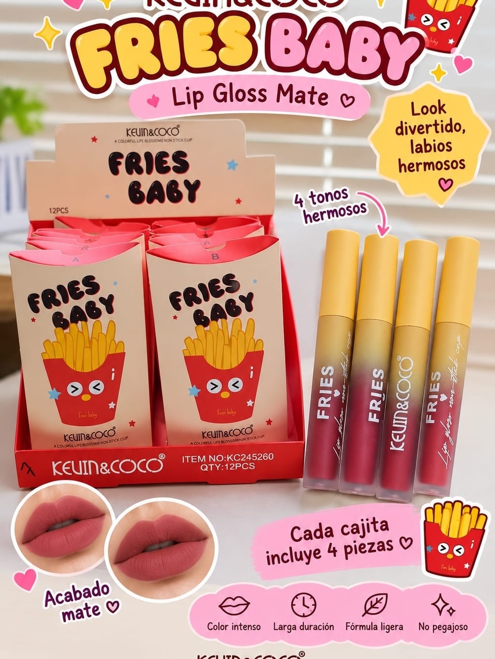 Fries Baby Matte Lip Gloss Set – 4 Piece Set